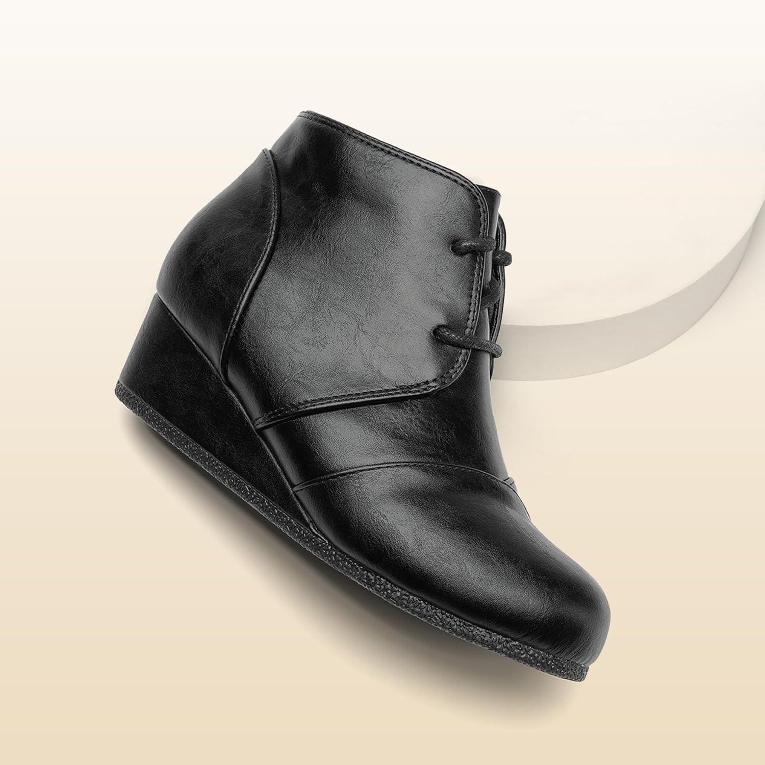 imageDREAM PAIRS Girls Low Wedge Heel Booties Side Zipper Ankle Boots ToddlerLittle KidBig KidBlackpu