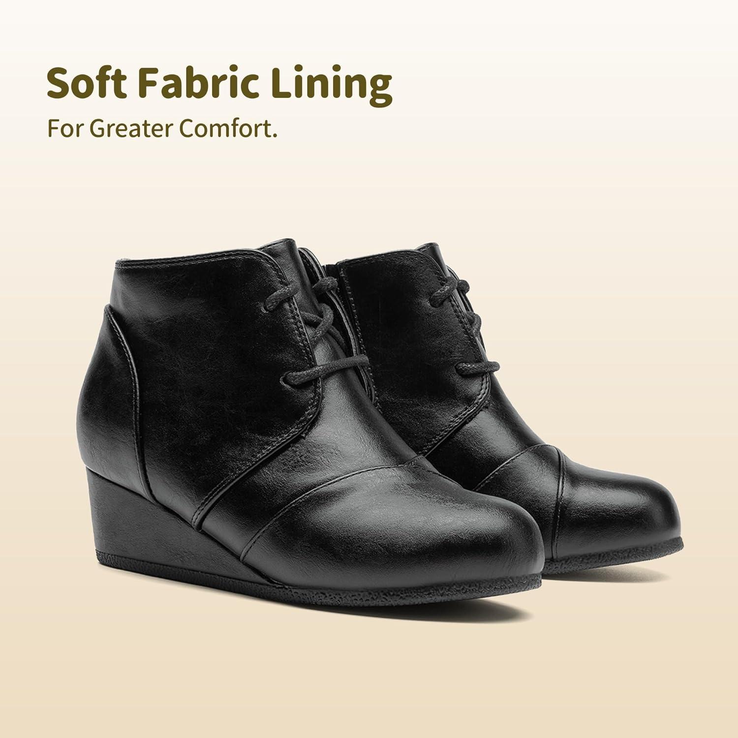 imageDREAM PAIRS Girls Low Wedge Heel Booties Side Zipper Ankle Boots ToddlerLittle KidBig KidBlackpu