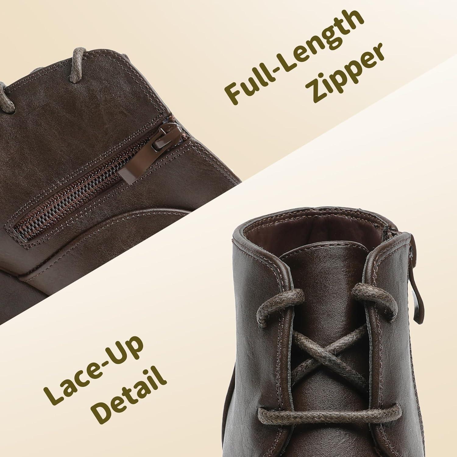 imageDREAM PAIRS Girls Low Wedge Heel Booties Side Zipper Ankle Boots ToddlerLittle KidBig KidBrownpu