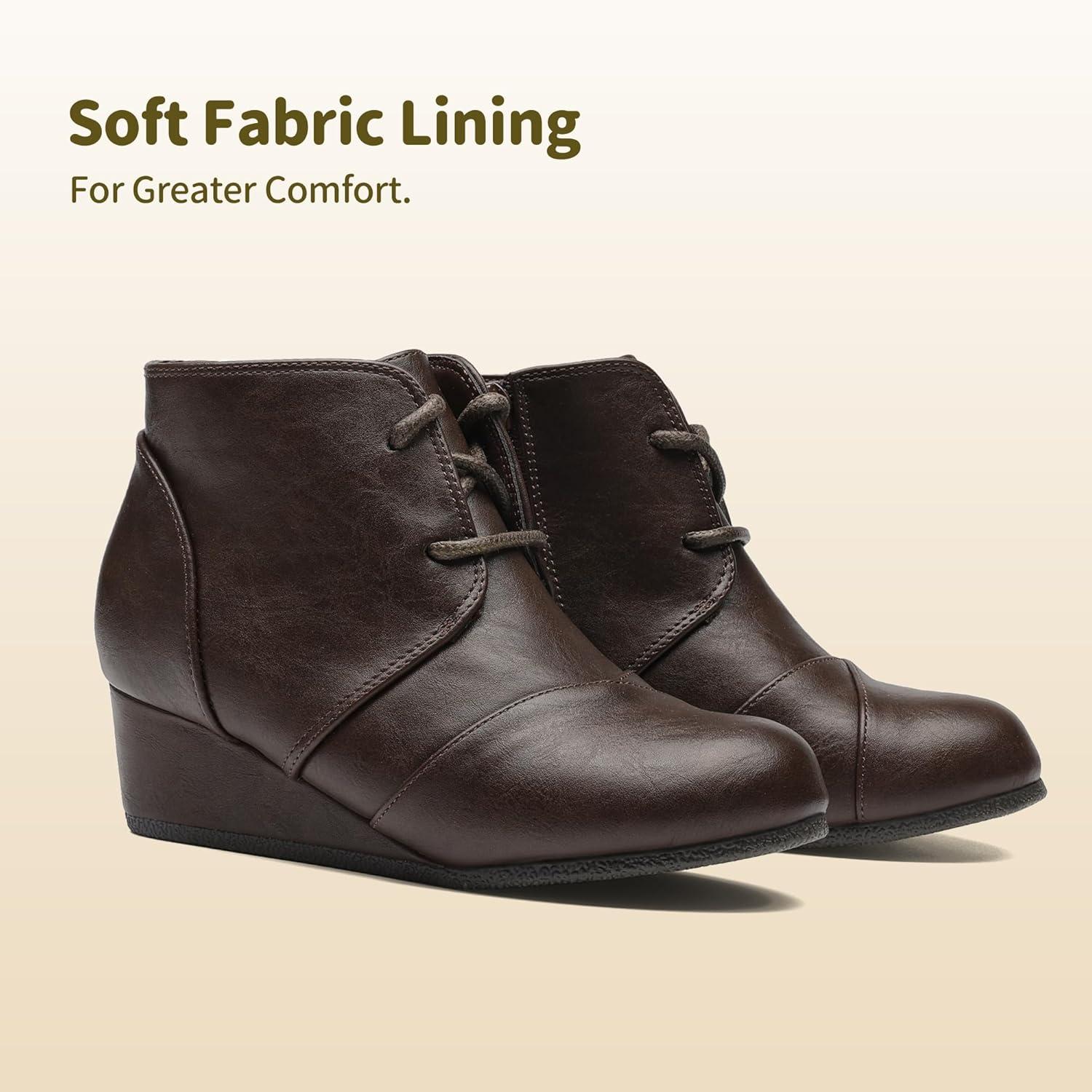 imageDREAM PAIRS Girls Low Wedge Heel Booties Side Zipper Ankle Boots ToddlerLittle KidBig KidBrownpu