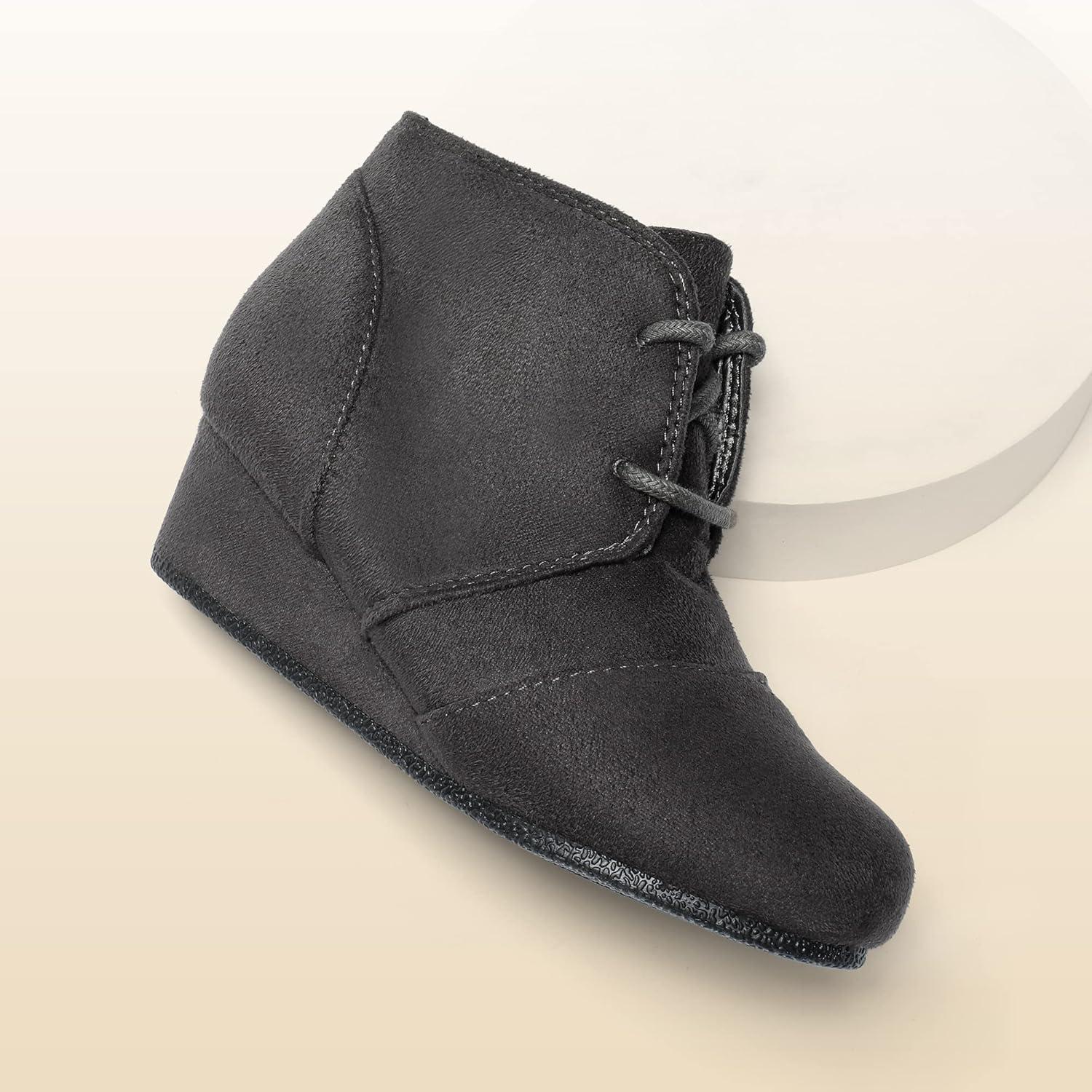 imageDREAM PAIRS Girls Low Wedge Heel Booties Side Zipper Ankle Boots ToddlerLittle KidBig KidGrey