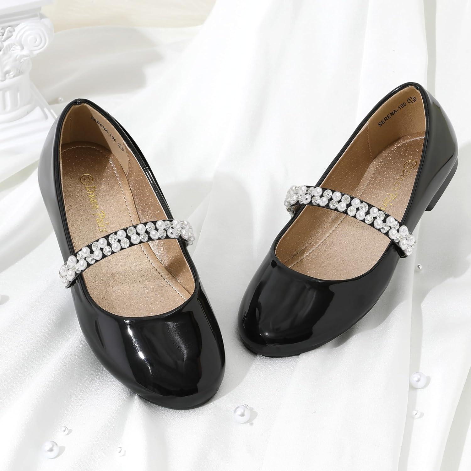 imageDREAM PAIRS Girls Mary Jane Dress Shoes Ballerina Flats for Wedding Party ToddlerLittle KidBig KidBlackPat