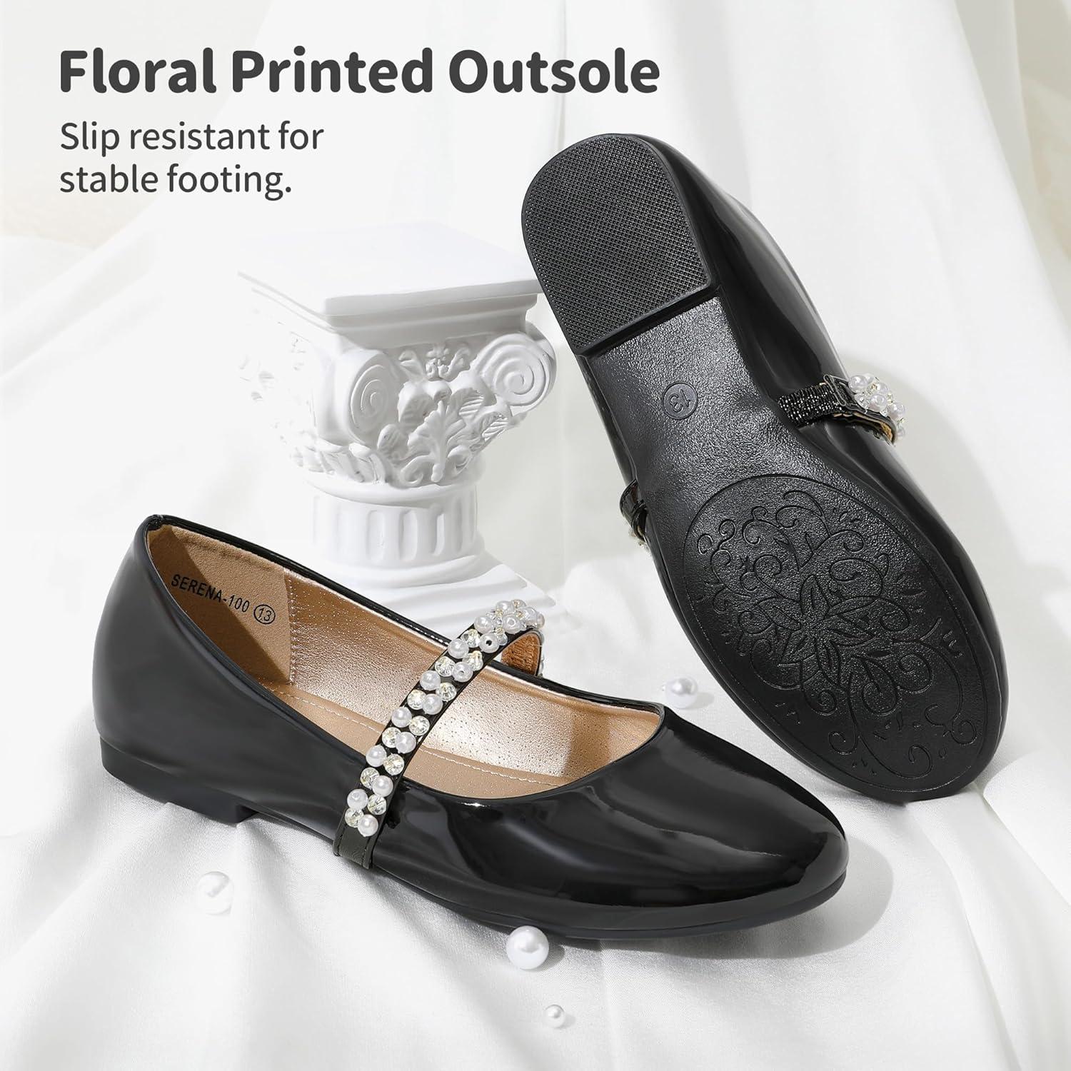 imageDREAM PAIRS Girls Mary Jane Dress Shoes Ballerina Flats for Wedding Party ToddlerLittle KidBig KidBlackPat