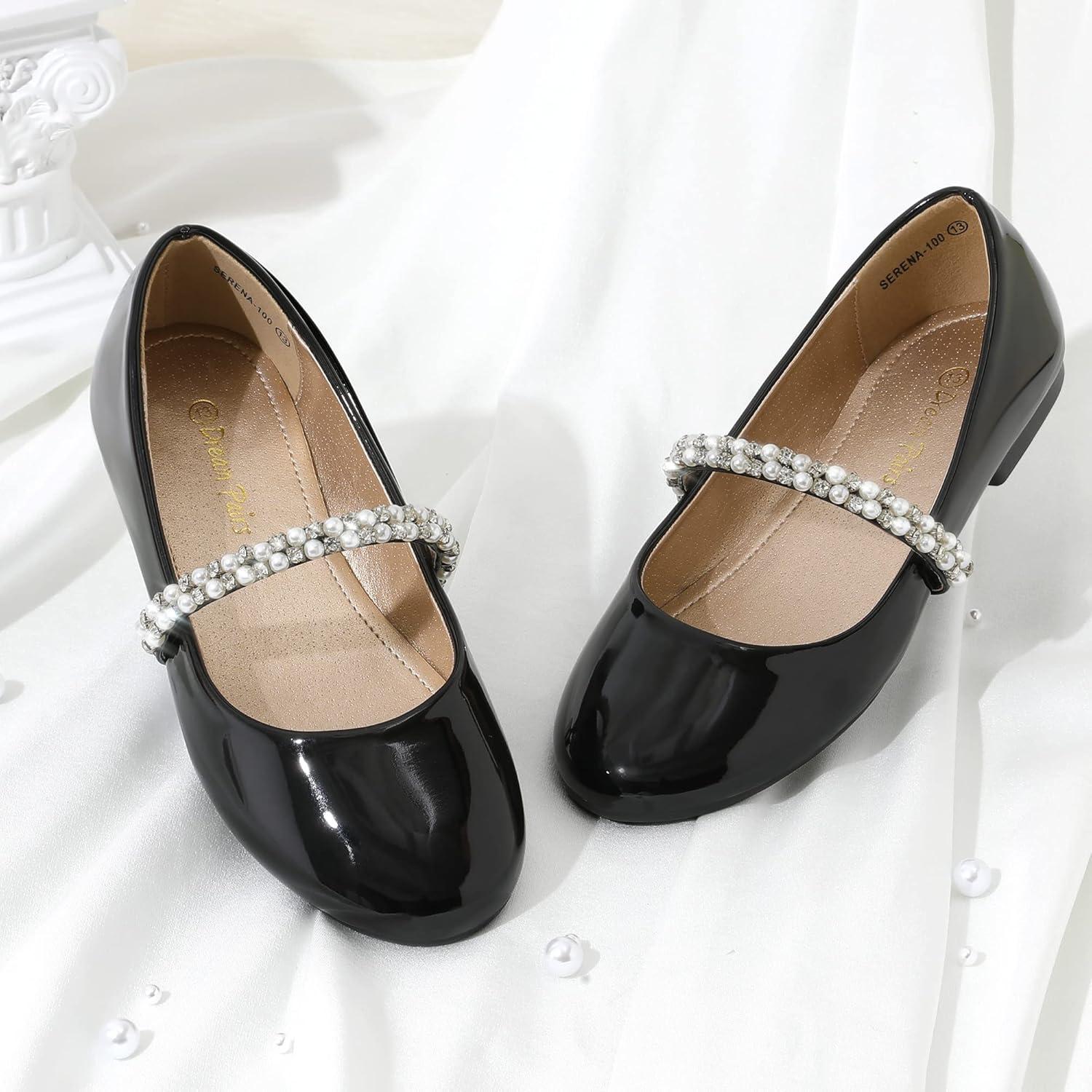 imageDREAM PAIRS Girls Mary Jane Dress Shoes Ballerina Flats for Wedding Party ToddlerLittle KidBig KidBlackPat