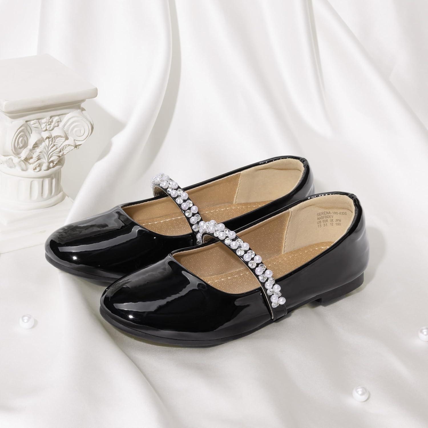 imageDREAM PAIRS Girls Mary Jane Dress Shoes Ballerina Flats for Wedding Party ToddlerLittle KidBig KidBlackPat