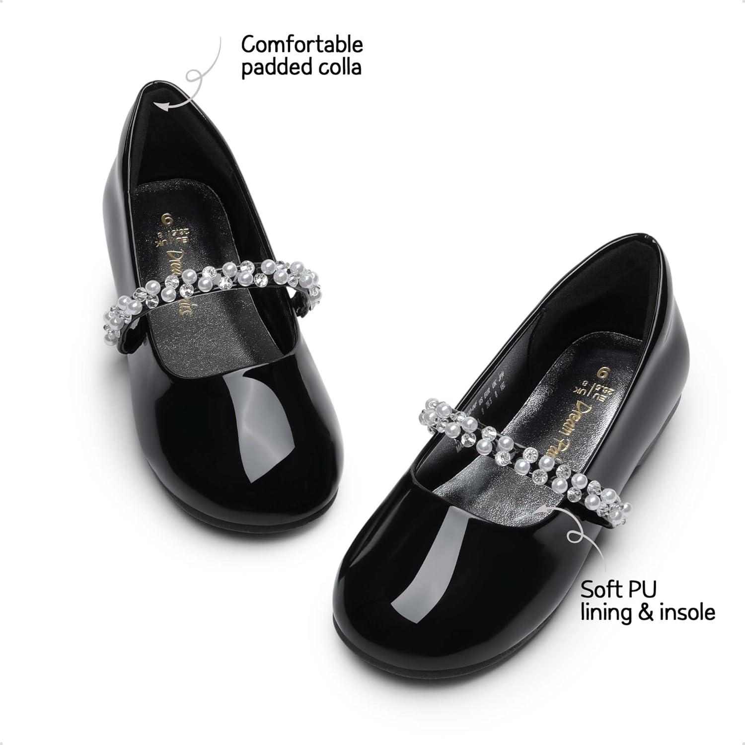 imageDREAM PAIRS Girls Mary Jane Dress Shoes Ballerina Flats for Wedding Party ToddlerLittle KidBig KidBlackPatt