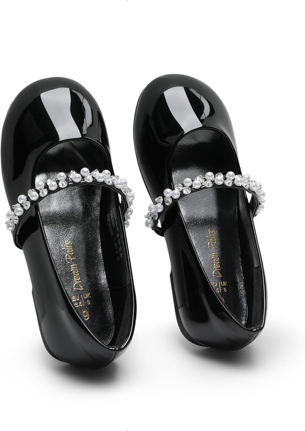 imageDREAM PAIRS Girls Mary Jane Dress Shoes Ballerina Flats for Wedding Party ToddlerLittle KidBig KidBlackPatt
