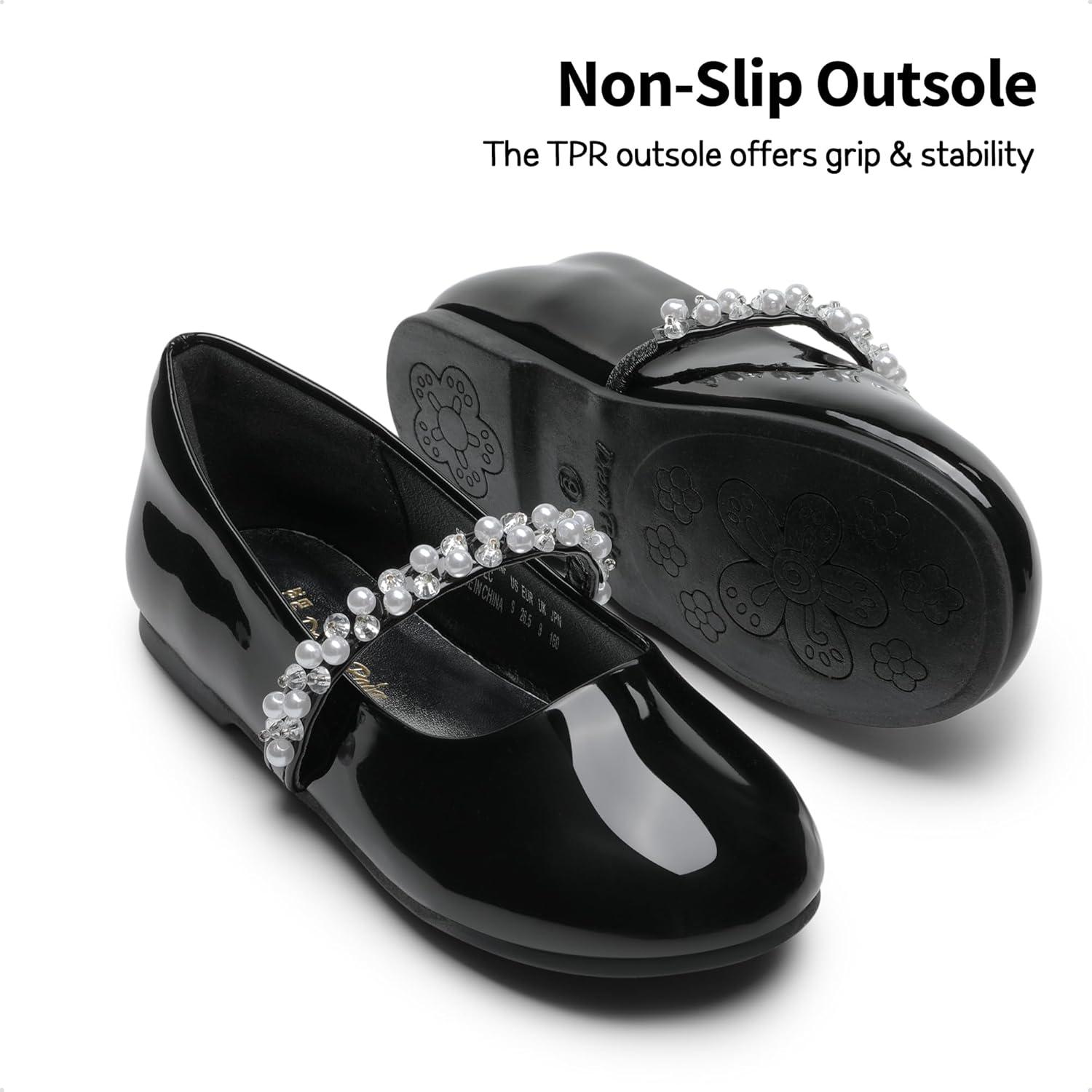 imageDREAM PAIRS Girls Mary Jane Dress Shoes Ballerina Flats for Wedding Party ToddlerLittle KidBig KidBlackPatt