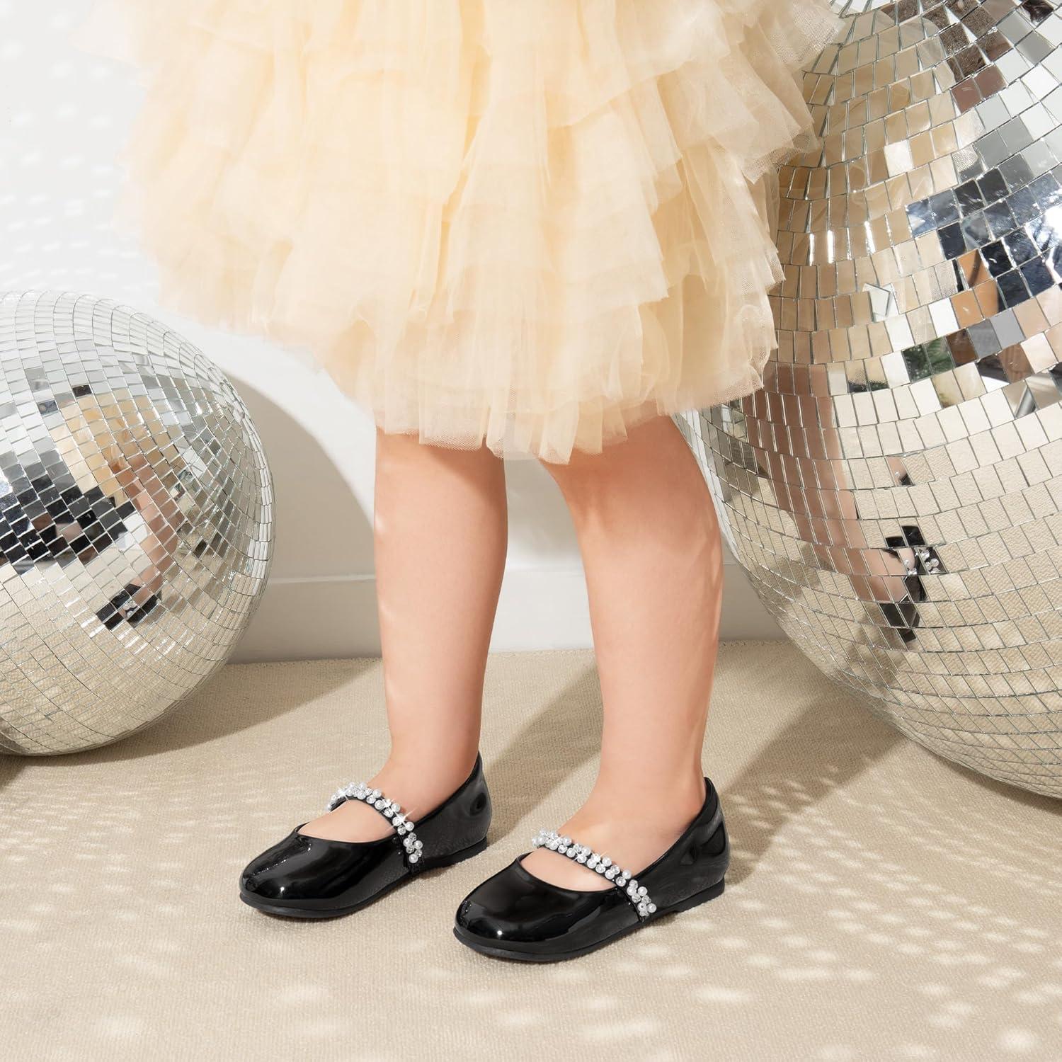 imageDREAM PAIRS Girls Mary Jane Dress Shoes Ballerina Flats for Wedding Party ToddlerLittle KidBig KidBlackPatt
