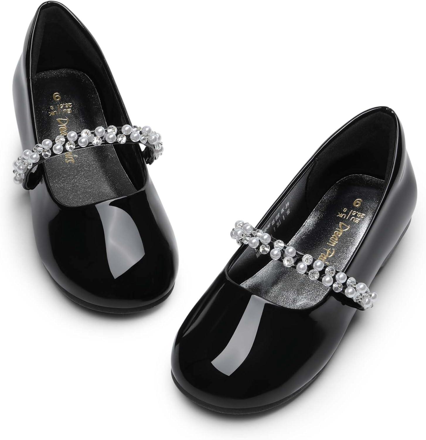 imageDREAM PAIRS Girls Mary Jane Dress Shoes Ballerina Flats for Wedding Party ToddlerLittle KidBig KidBlackPatt