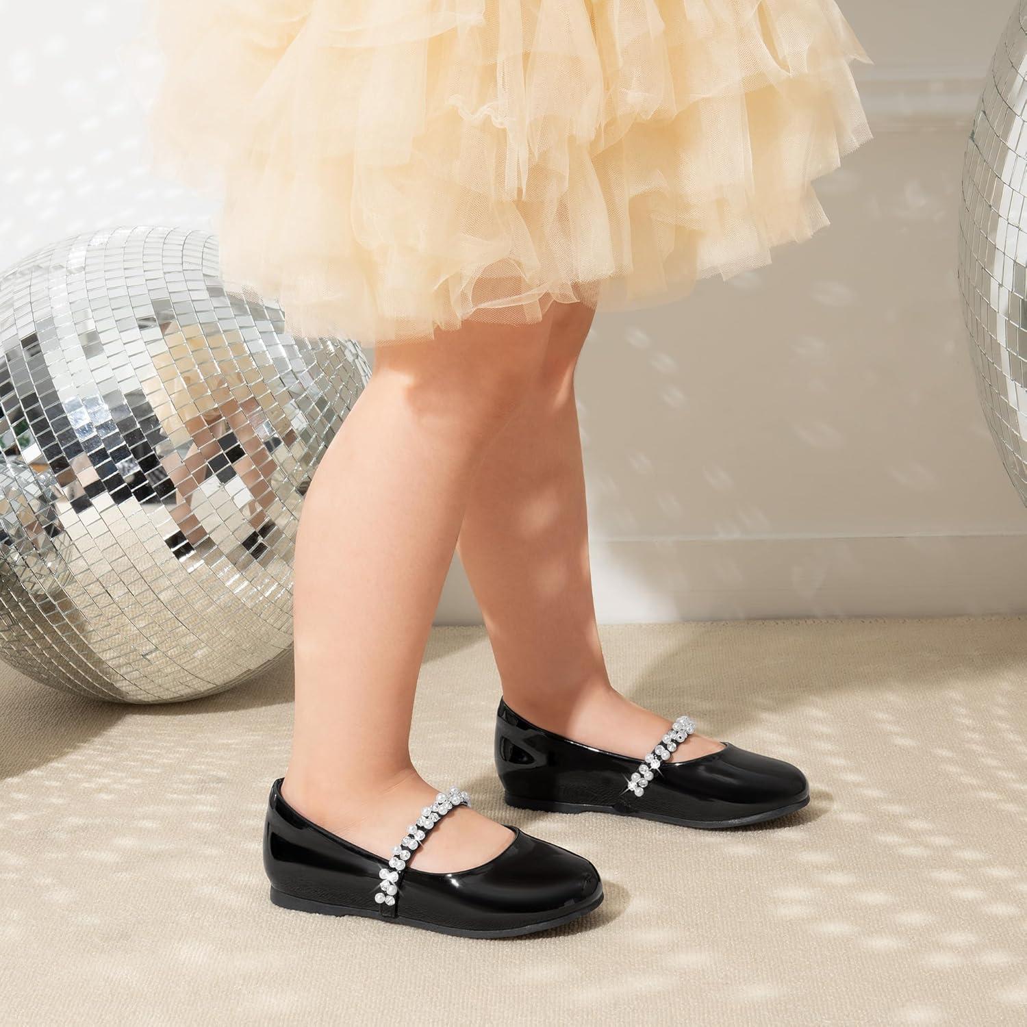 imageDREAM PAIRS Girls Mary Jane Dress Shoes Ballerina Flats for Wedding Party ToddlerLittle KidBig KidBlackPatt
