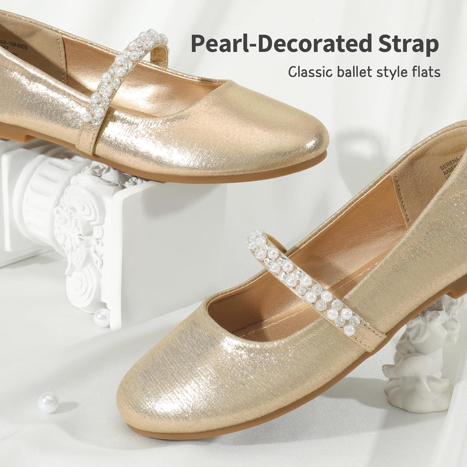 imageDREAM PAIRS Girls Mary Jane Dress Shoes Ballerina Flats for Wedding Party ToddlerLittle KidBig KidGold