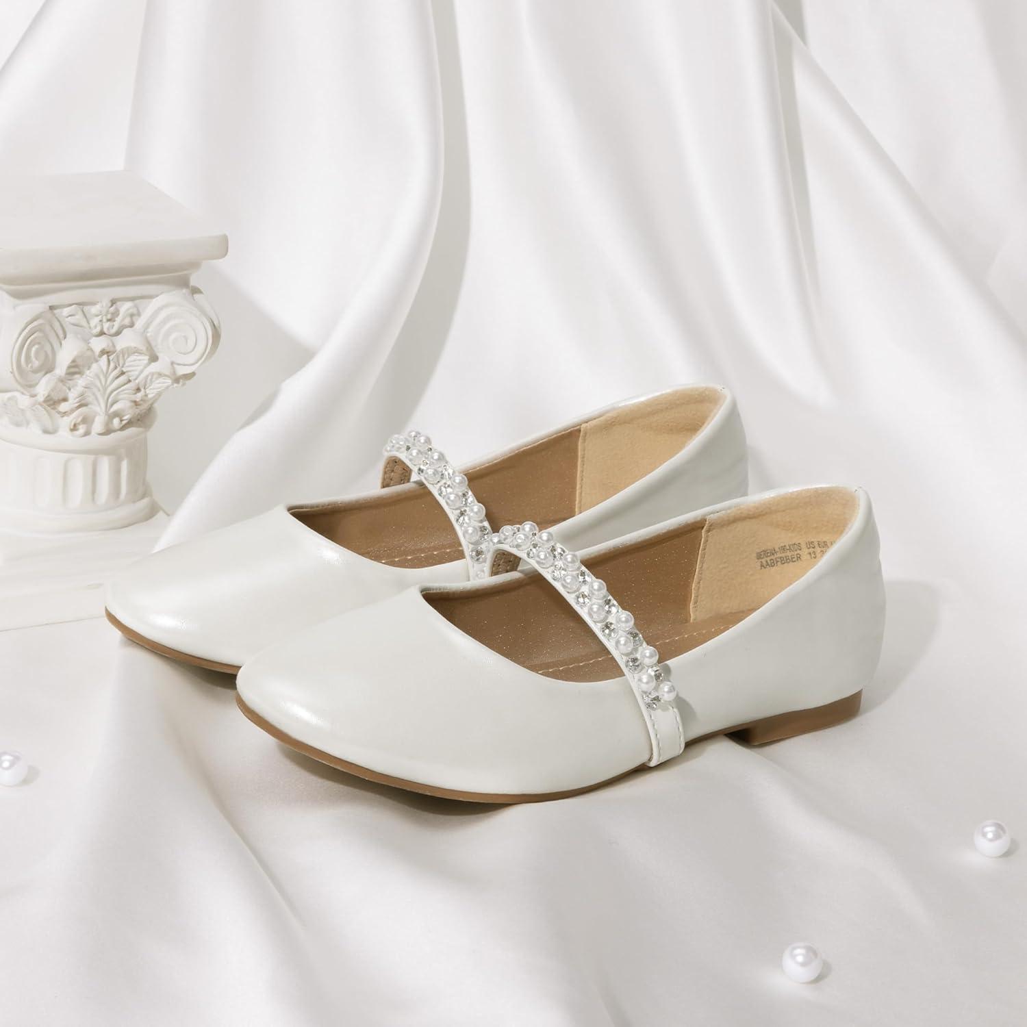 imageDREAM PAIRS Girls Mary Jane Dress Shoes Ballerina Flats for Wedding Party ToddlerLittle KidBig KidIvory