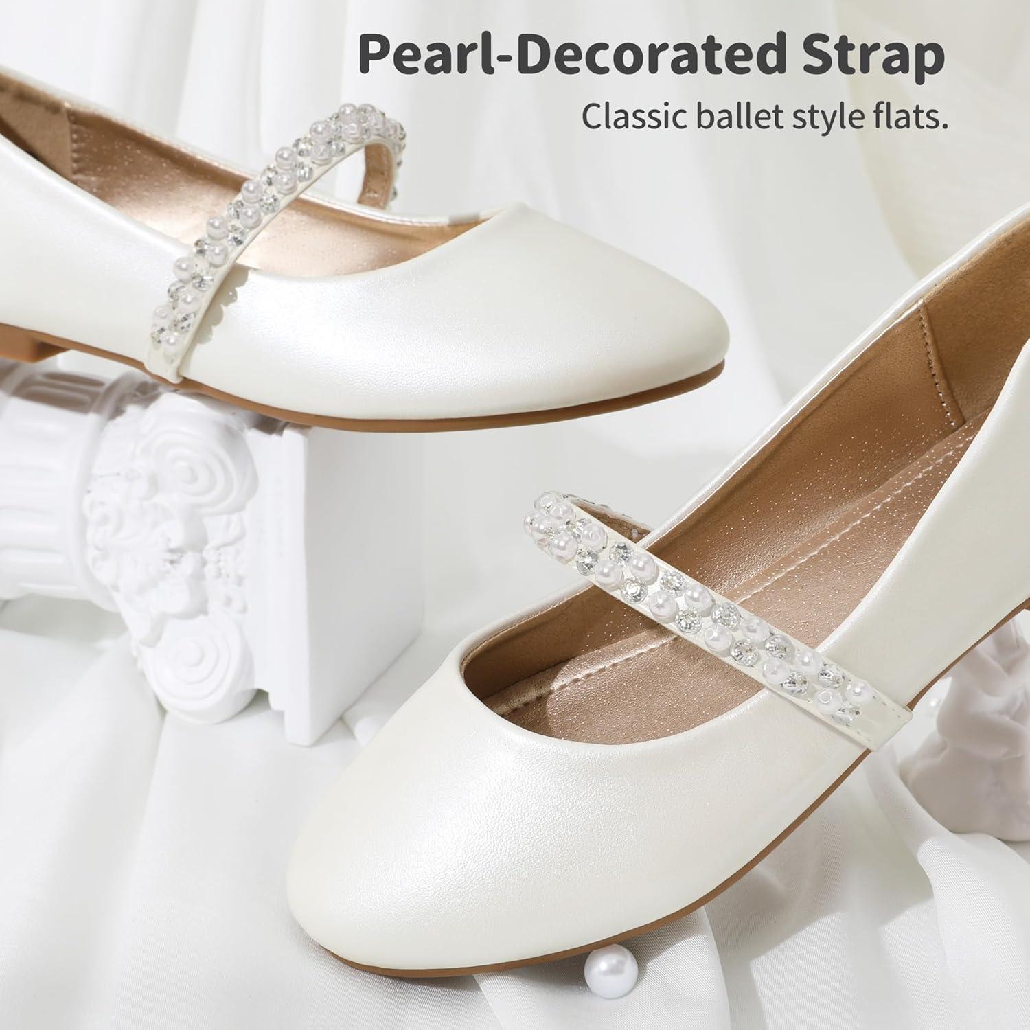 imageDREAM PAIRS Girls Mary Jane Dress Shoes Ballerina Flats for Wedding Party ToddlerLittle KidBig KidIvory