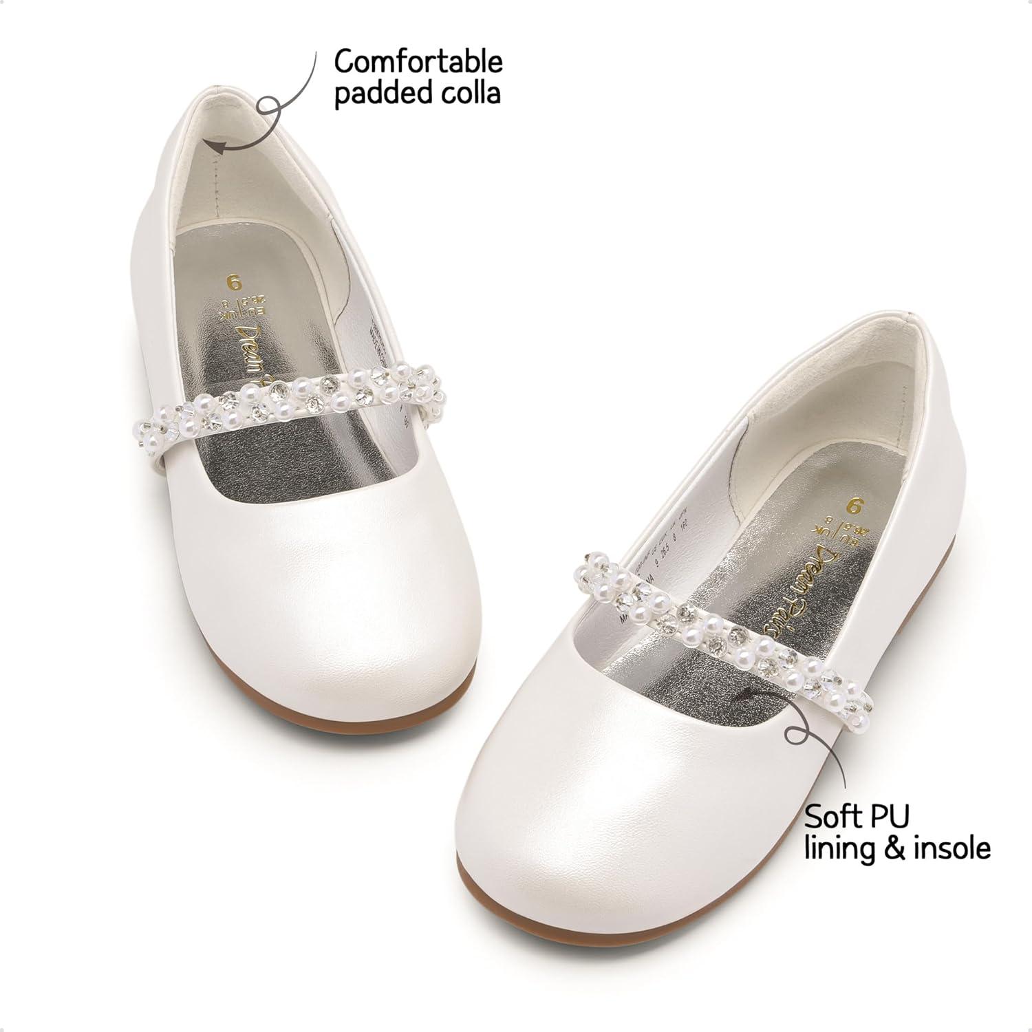 imageDREAM PAIRS Girls Mary Jane Dress Shoes Ballerina Flats for Wedding Party ToddlerLittle KidBig KidIvoryt