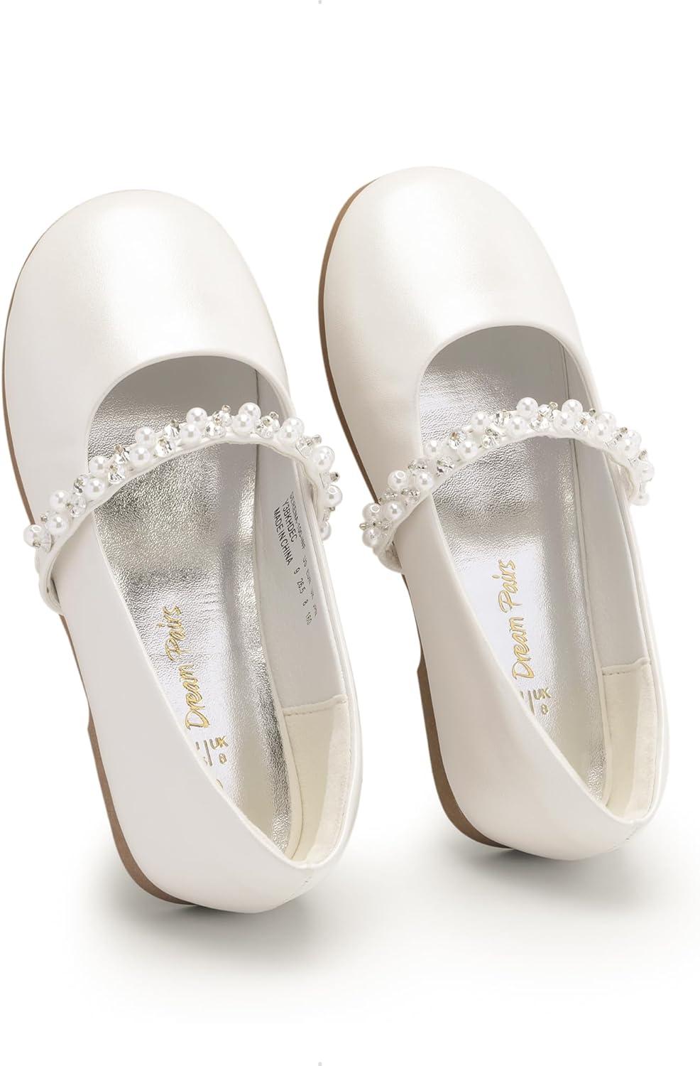 imageDREAM PAIRS Girls Mary Jane Dress Shoes Ballerina Flats for Wedding Party ToddlerLittle KidBig KidIvoryt