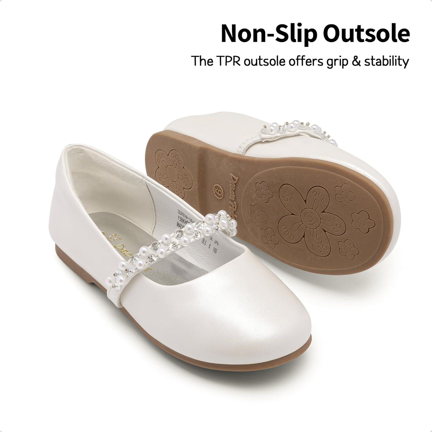 imageDREAM PAIRS Girls Mary Jane Dress Shoes Ballerina Flats for Wedding Party ToddlerLittle KidBig KidIvoryt