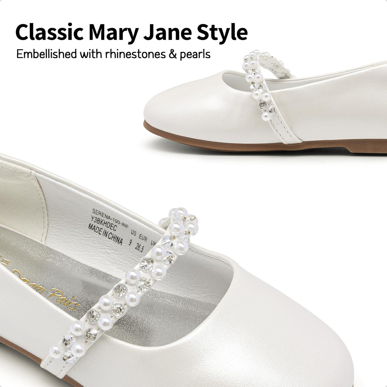 imageDREAM PAIRS Girls Mary Jane Dress Shoes Ballerina Flats for Wedding Party ToddlerLittle KidBig KidIvoryt
