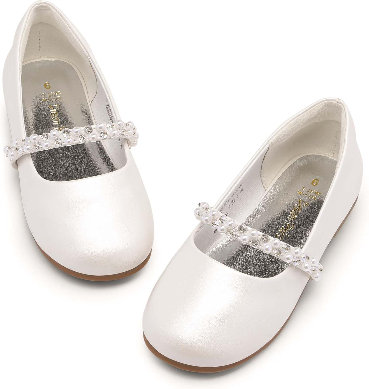 imageDREAM PAIRS Girls Mary Jane Dress Shoes Ballerina Flats for Wedding Party ToddlerLittle KidBig KidIvoryt
