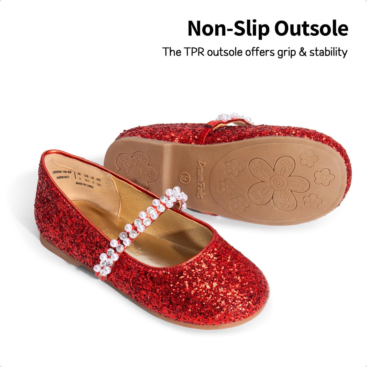 imageDREAM PAIRS Girls Mary Jane Dress Shoes Ballerina Flats for Wedding Party ToddlerLittle KidBig KidRedt