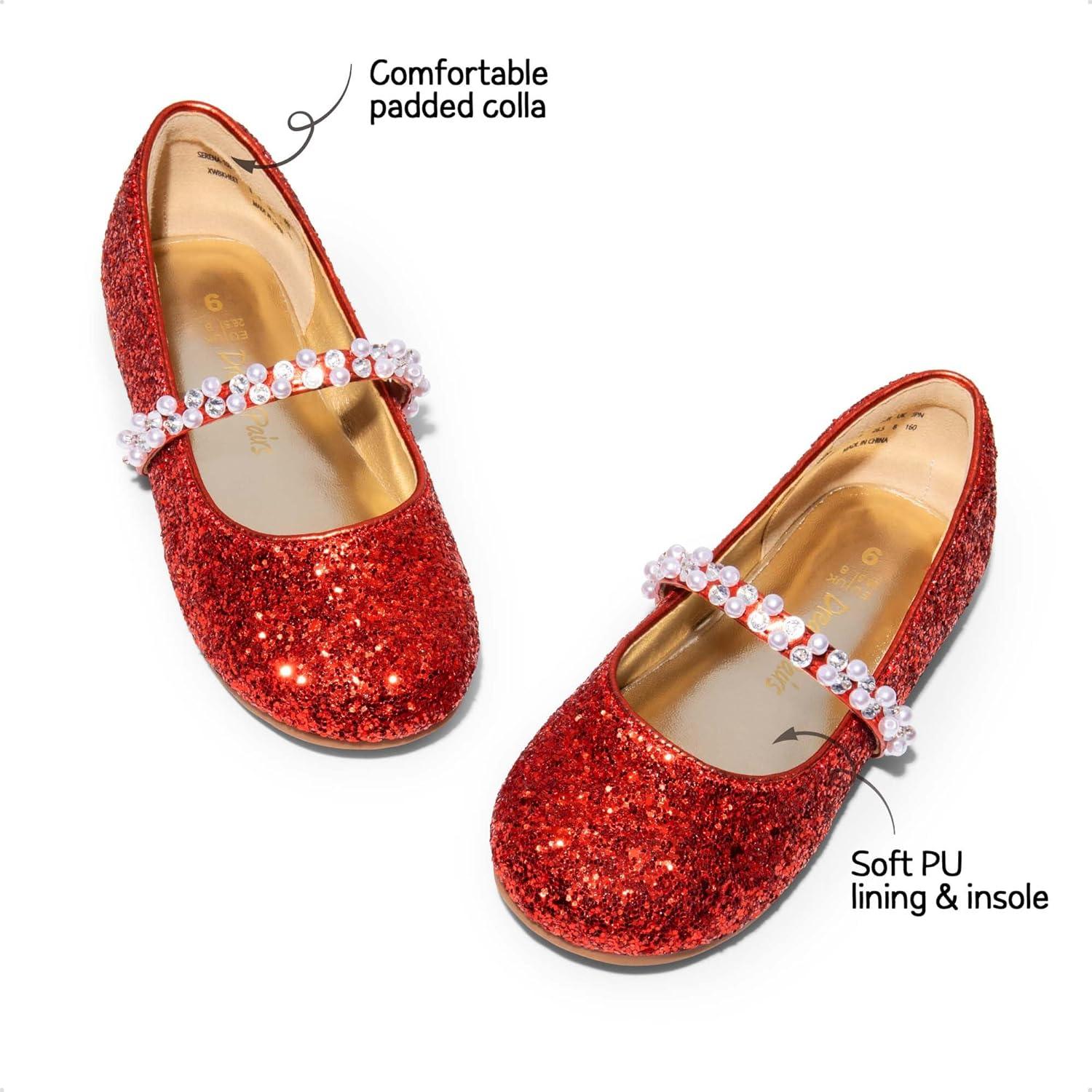 imageDREAM PAIRS Girls Mary Jane Dress Shoes Ballerina Flats for Wedding Party ToddlerLittle KidBig KidRedt