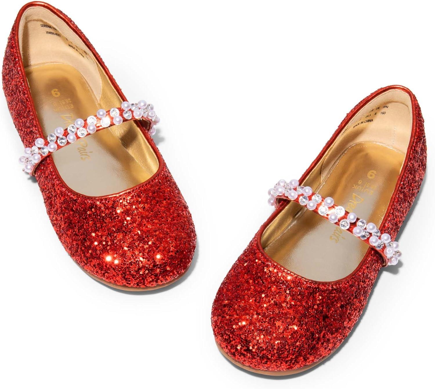 imageDREAM PAIRS Girls Mary Jane Dress Shoes Ballerina Flats for Wedding Party ToddlerLittle KidBig KidRedt