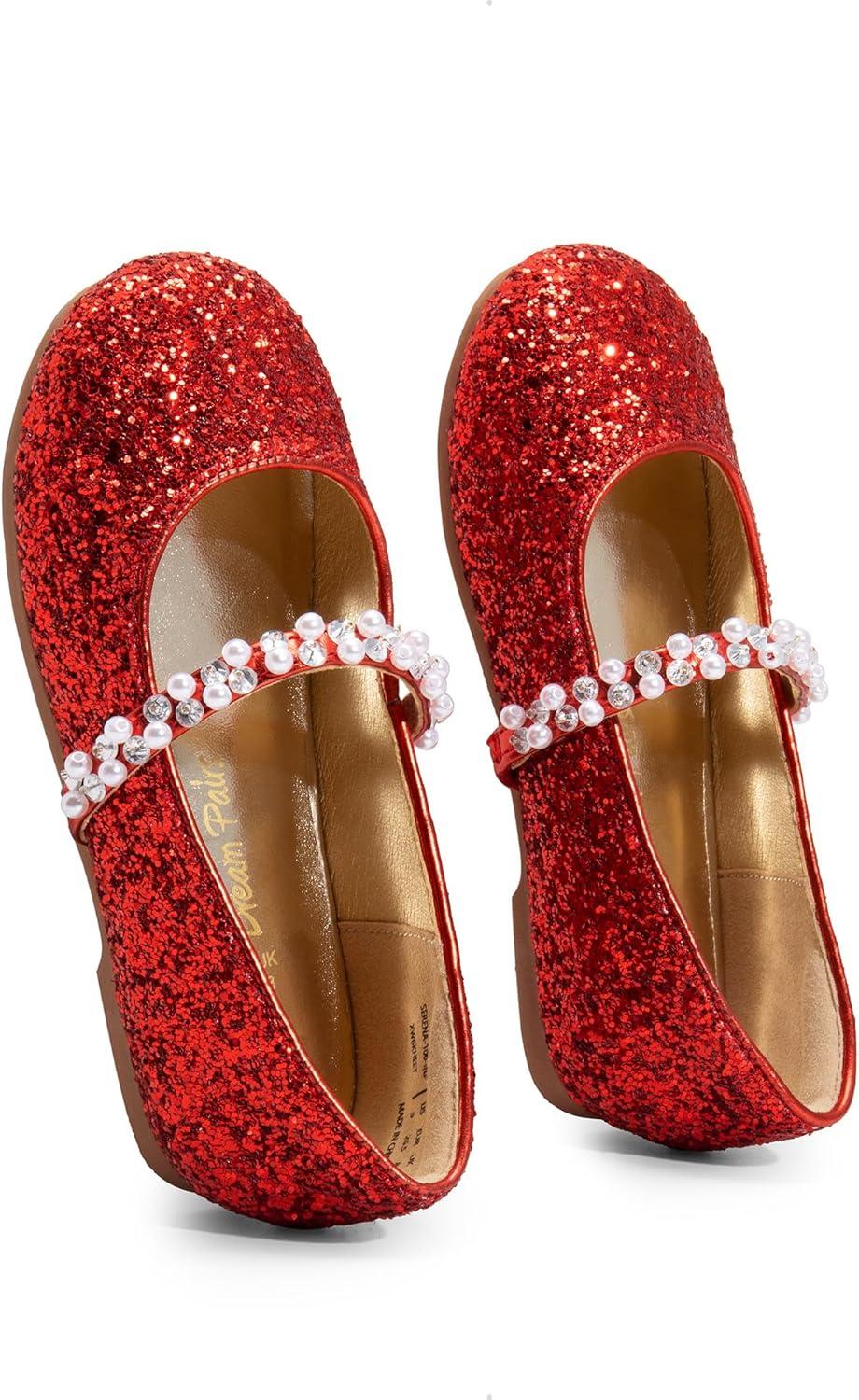 imageDREAM PAIRS Girls Mary Jane Dress Shoes Ballerina Flats for Wedding Party ToddlerLittle KidBig KidRedt