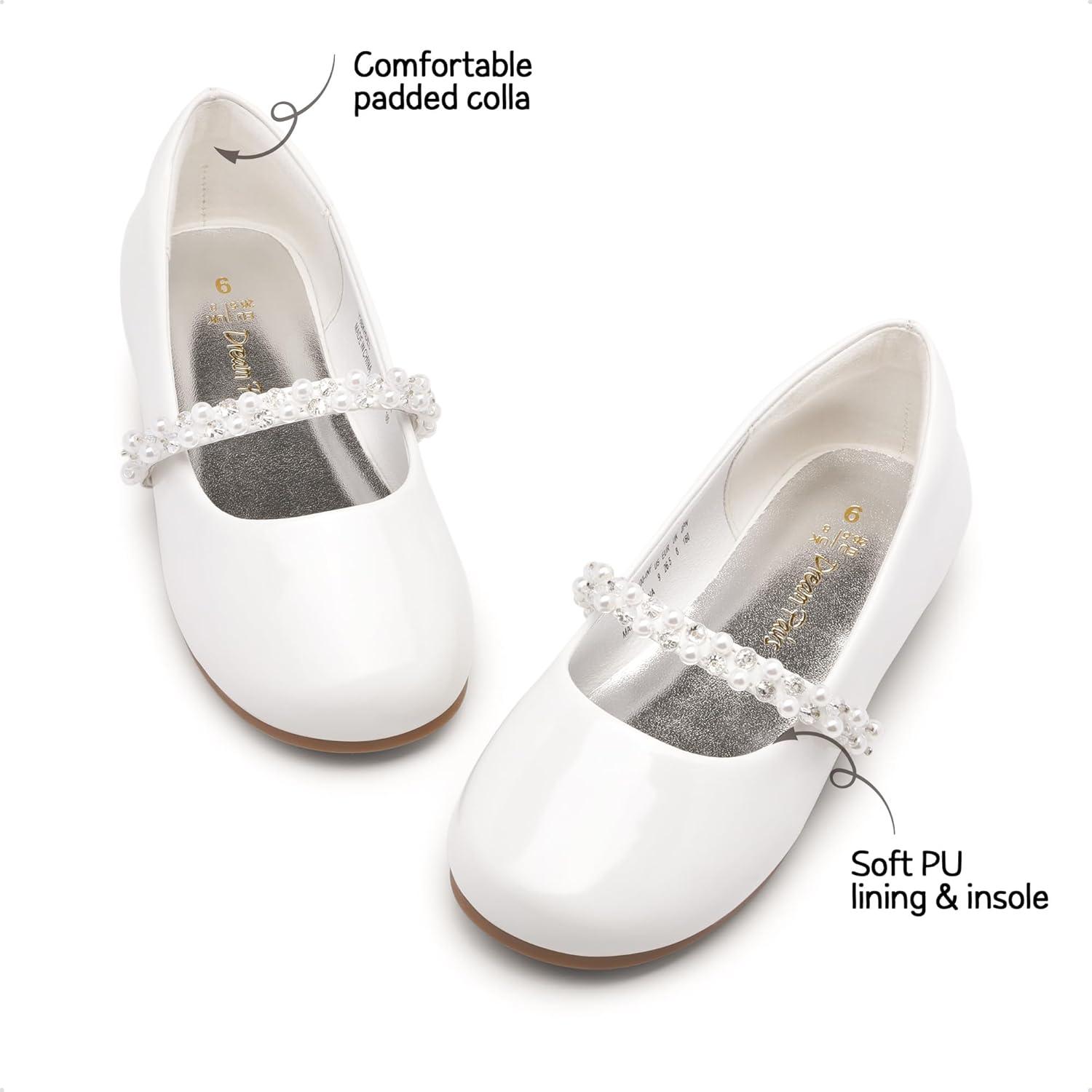 imageDREAM PAIRS Girls Mary Jane Dress Shoes Ballerina Flats for Wedding Party ToddlerLittle KidBig KidWhitePatt