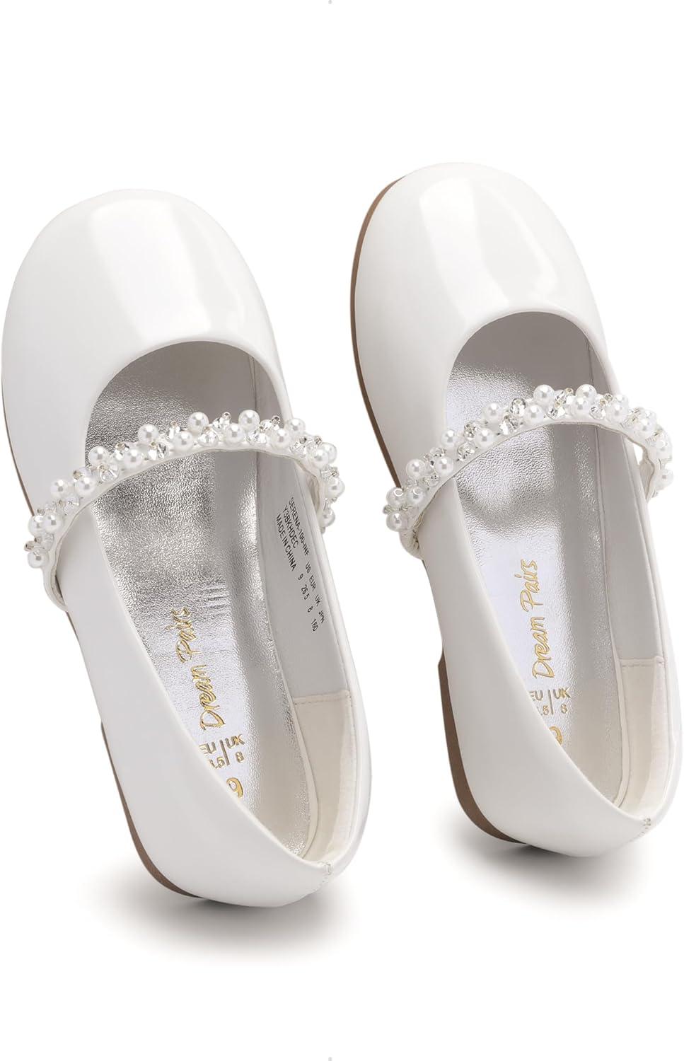 imageDREAM PAIRS Girls Mary Jane Dress Shoes Ballerina Flats for Wedding Party ToddlerLittle KidBig KidWhitePatt