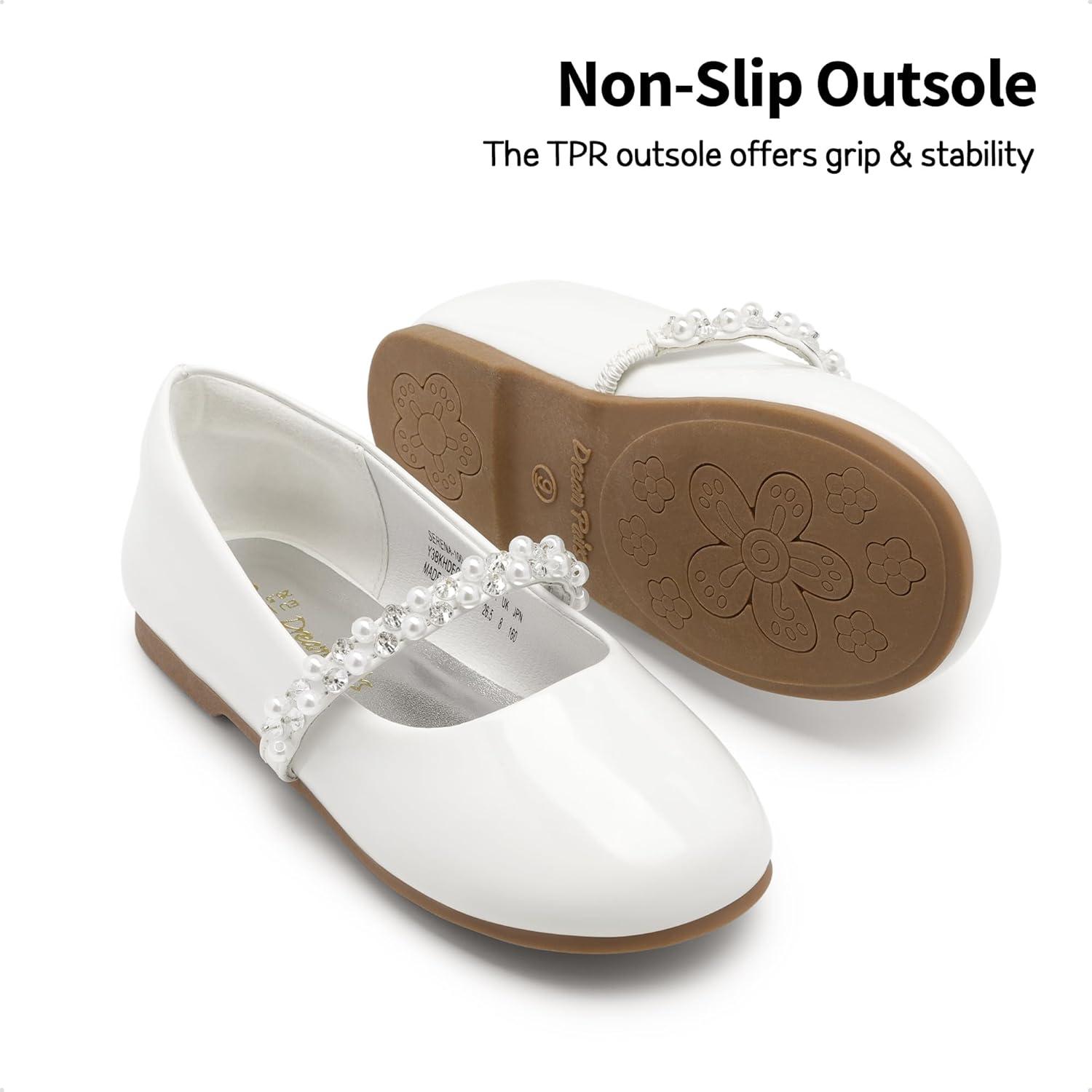 imageDREAM PAIRS Girls Mary Jane Dress Shoes Ballerina Flats for Wedding Party ToddlerLittle KidBig KidWhitePatt