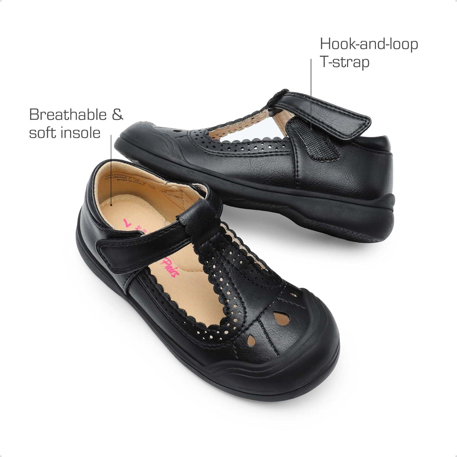 imageDREAM PAIRS Girls Mary Jane Dress Shoes School Uniform ToeProtective TStrap Ballet Flats Toddler Little KidBlack