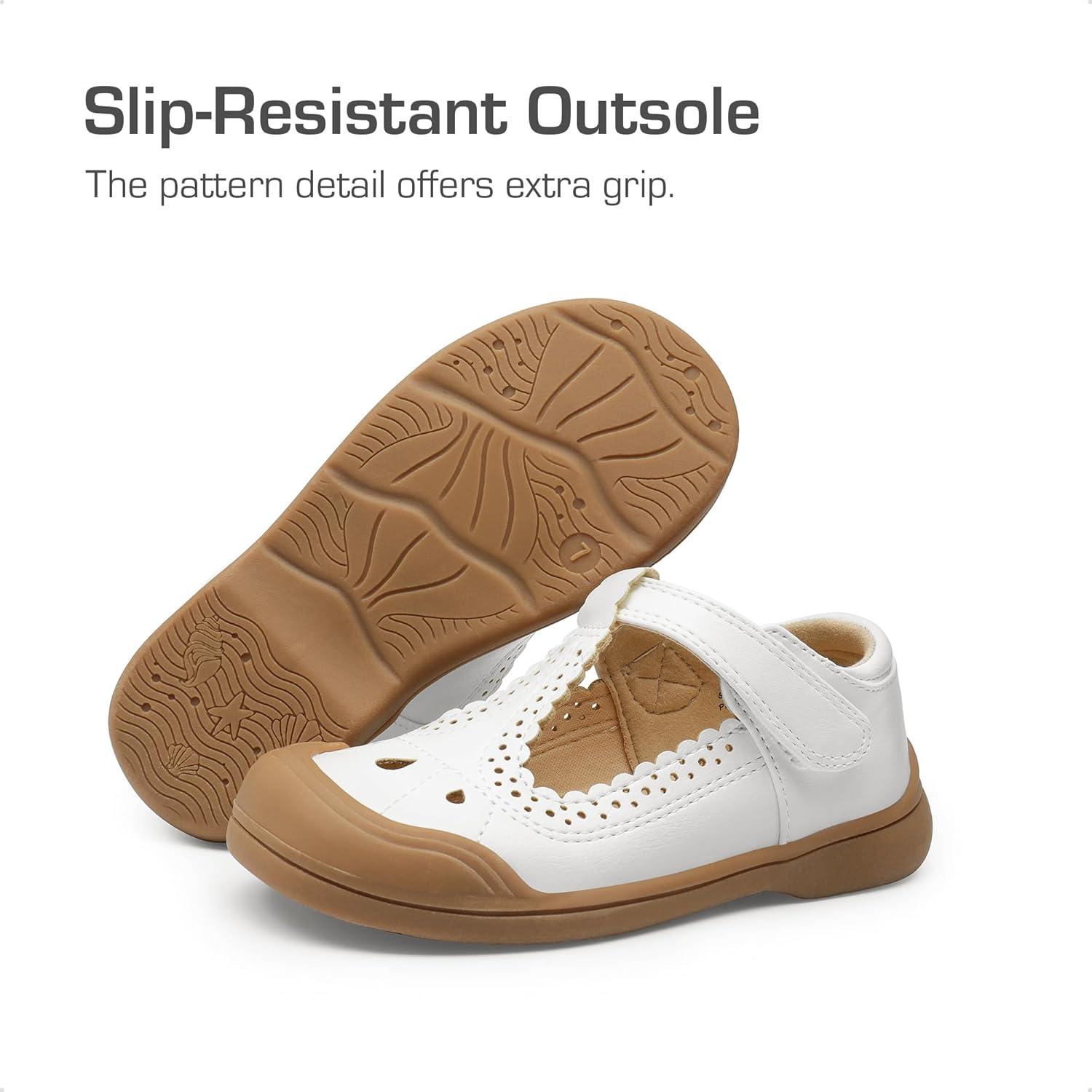 imageDREAM PAIRS Girls Mary Jane Dress Shoes School Uniform ToeProtective TStrap Ballet Flats Toddler Little KidWhite