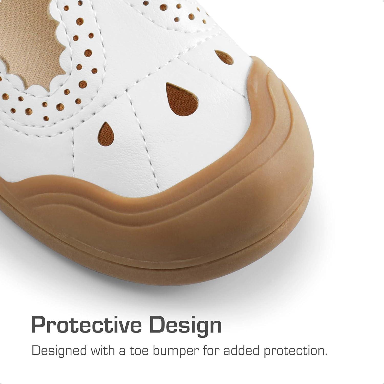 imageDREAM PAIRS Girls Mary Jane Dress Shoes School Uniform ToeProtective TStrap Ballet Flats Toddler Little KidWhite