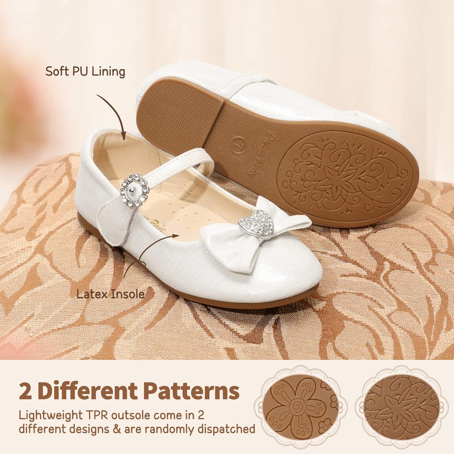 imageDREAM PAIRS Girls Mary Jane Dress Shoes for Toddler Heart Rhinestone Front Bow Ballerina Flat ToddlerLittle KidWhite