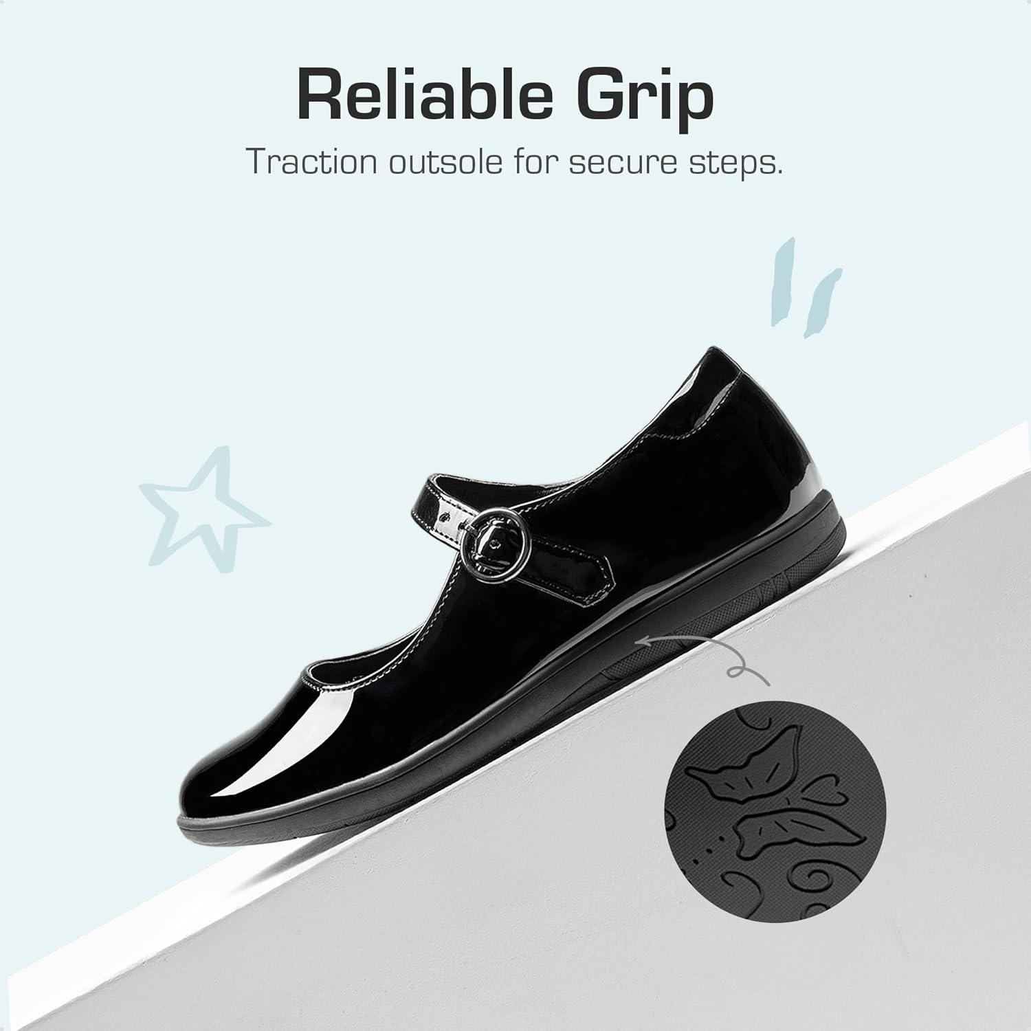 imageDREAM PAIRS Girls Mary Jane Flats School Uniform Dress ShoesBlackPatentPu
