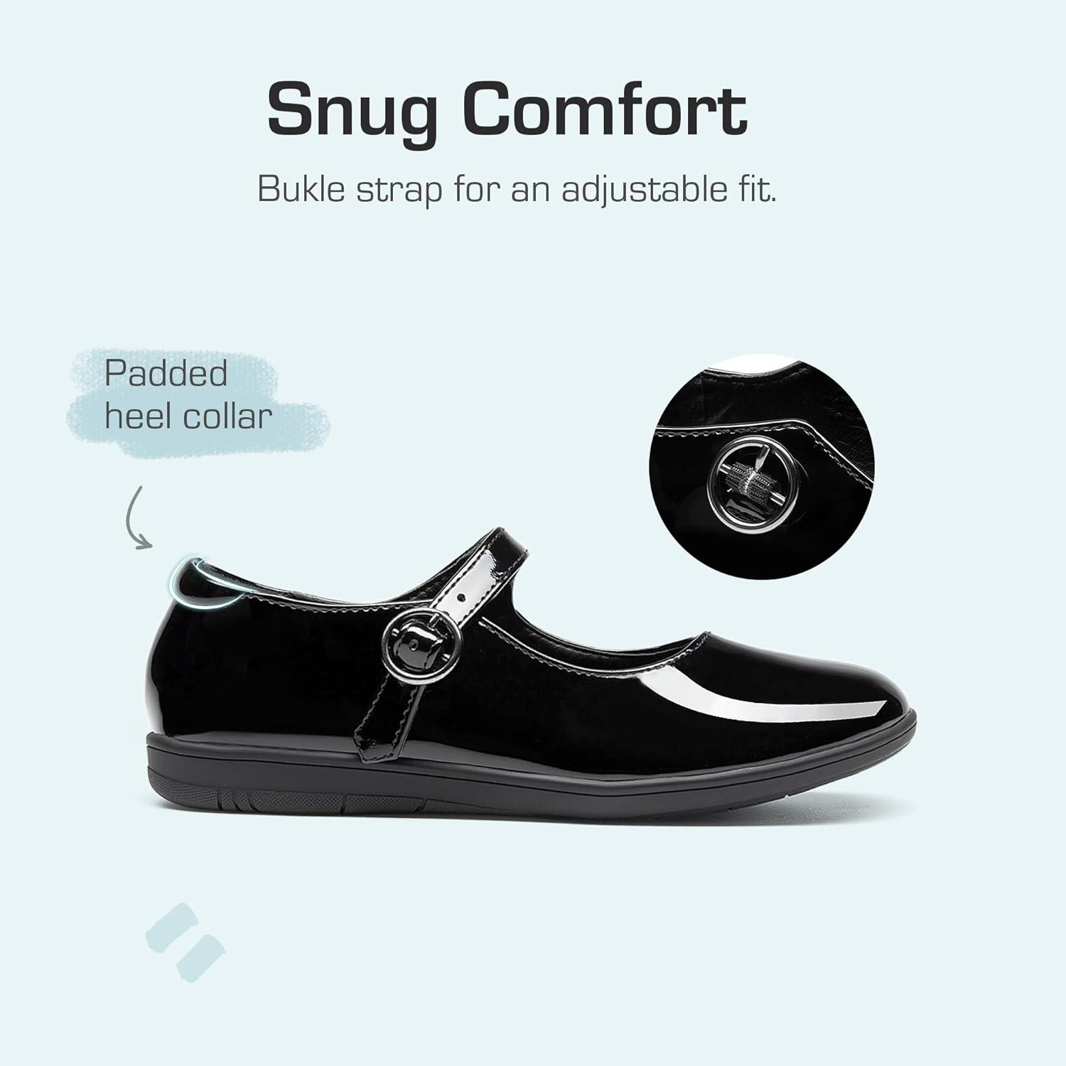 imageDREAM PAIRS Girls Mary Jane Flats School Uniform Dress ShoesBlackPatentPu