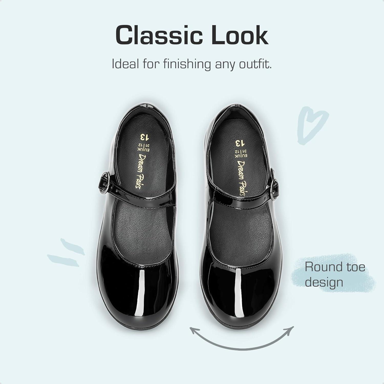 imageDREAM PAIRS Girls Mary Jane Flats School Uniform Dress ShoesBlackPatentPu