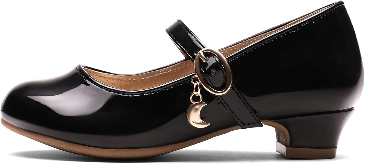 imageDREAM PAIRS Girls Mary Jane Low Heel Princess Flower Wedding Party Pump Dress ShoesBlackPat