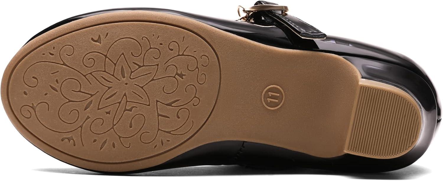 imageDREAM PAIRS Girls Mary Jane Low Heel Princess Flower Wedding Party Pump Dress ShoesBlackPat