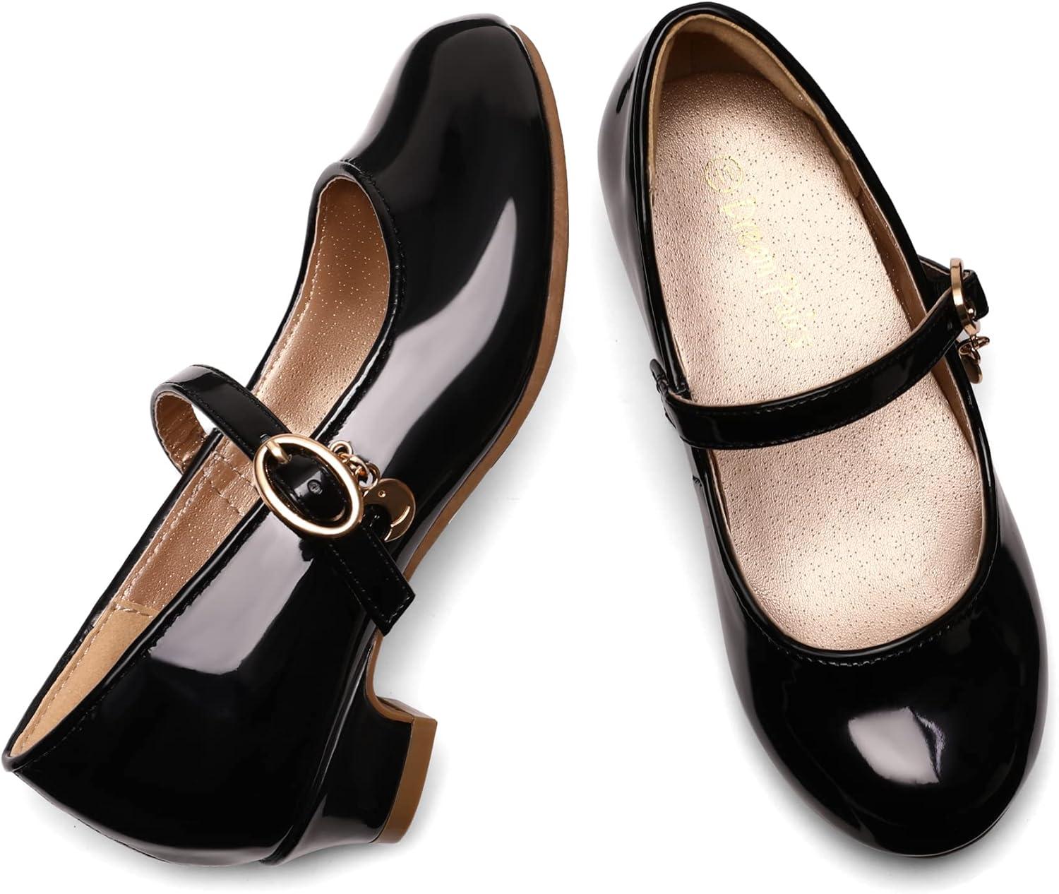 imageDREAM PAIRS Girls Mary Jane Low Heel Princess Flower Wedding Party Pump Dress ShoesBlackPat