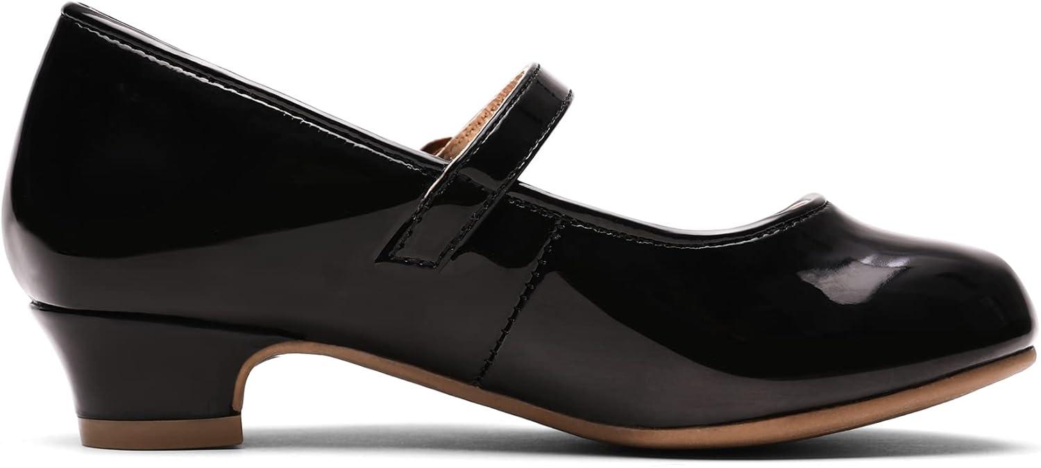 imageDREAM PAIRS Girls Mary Jane Low Heel Princess Flower Wedding Party Pump Dress ShoesBlackPat