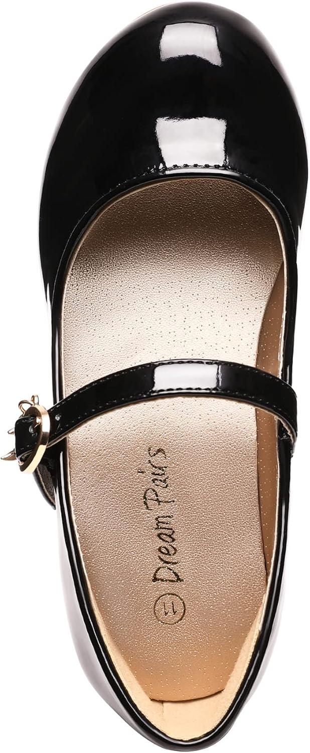 imageDREAM PAIRS Girls Mary Jane Low Heel Princess Flower Wedding Party Pump Dress ShoesBlackPat