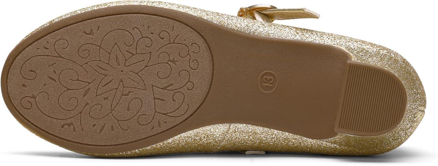 imageDREAM PAIRS Girls Mary Jane Low Heel Princess Flower Wedding Party Pump Dress ShoesGold