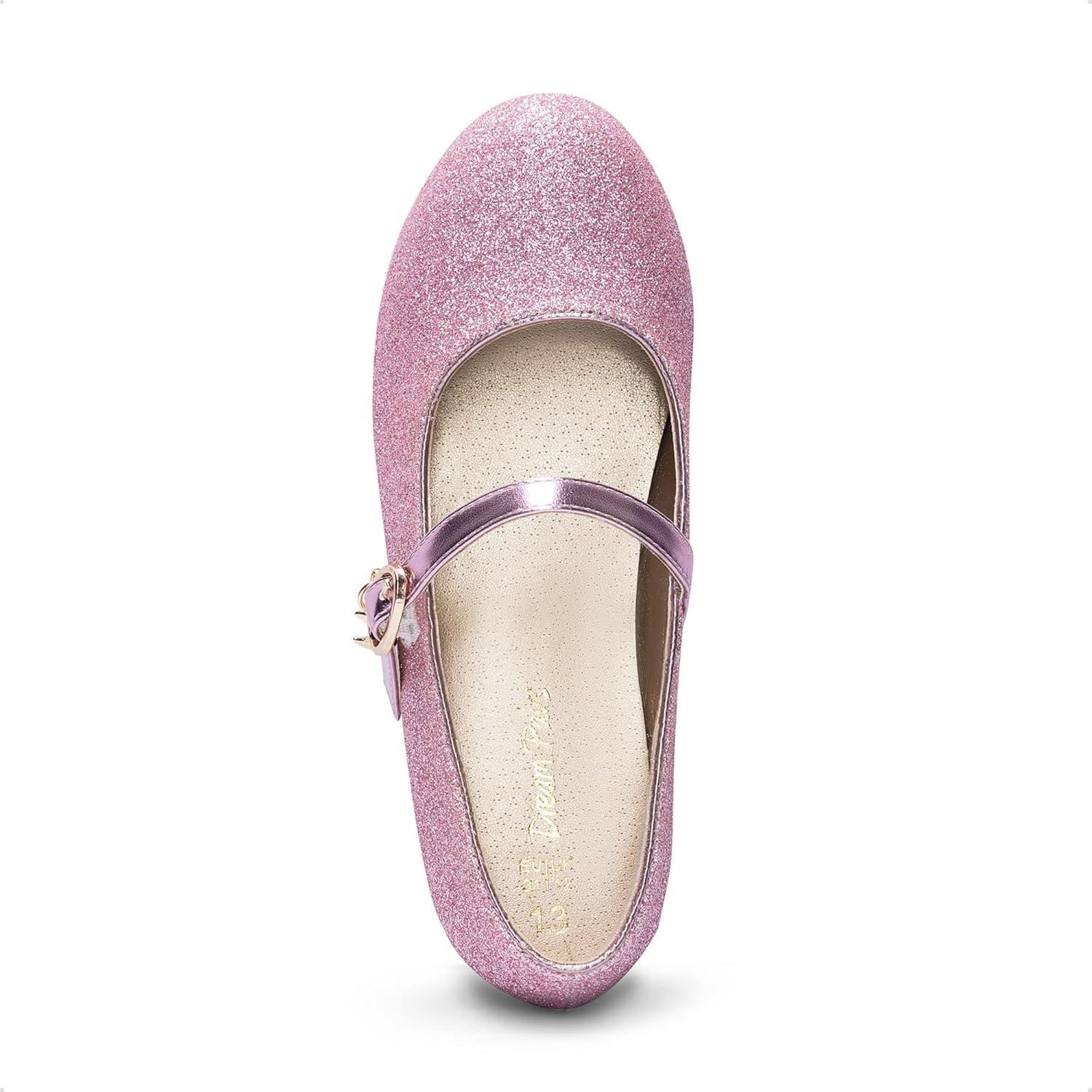 imageDREAM PAIRS Girls Mary Jane Low Heel Princess Flower Wedding Party Pump Dress ShoesPinkglitter