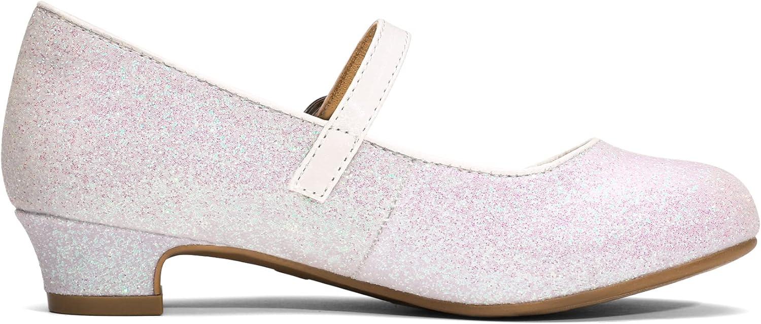 imageDREAM PAIRS Girls Mary Jane Low Heel Princess Flower Wedding Party Pump Dress ShoesWhite