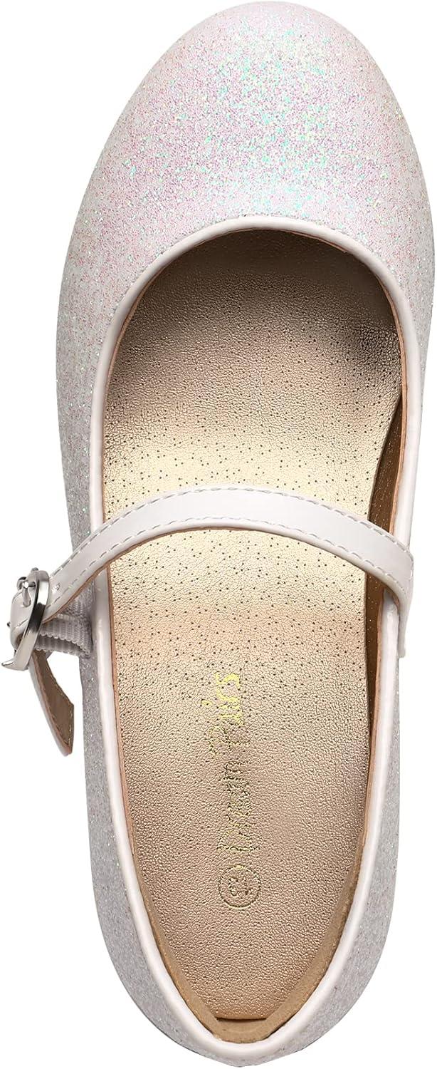 imageDREAM PAIRS Girls Mary Jane Low Heel Princess Flower Wedding Party Pump Dress ShoesWhite