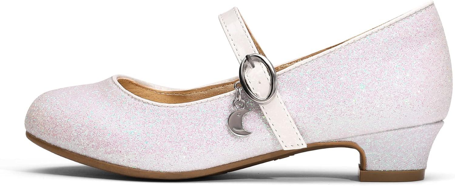 imageDREAM PAIRS Girls Mary Jane Low Heel Princess Flower Wedding Party Pump Dress ShoesWhite