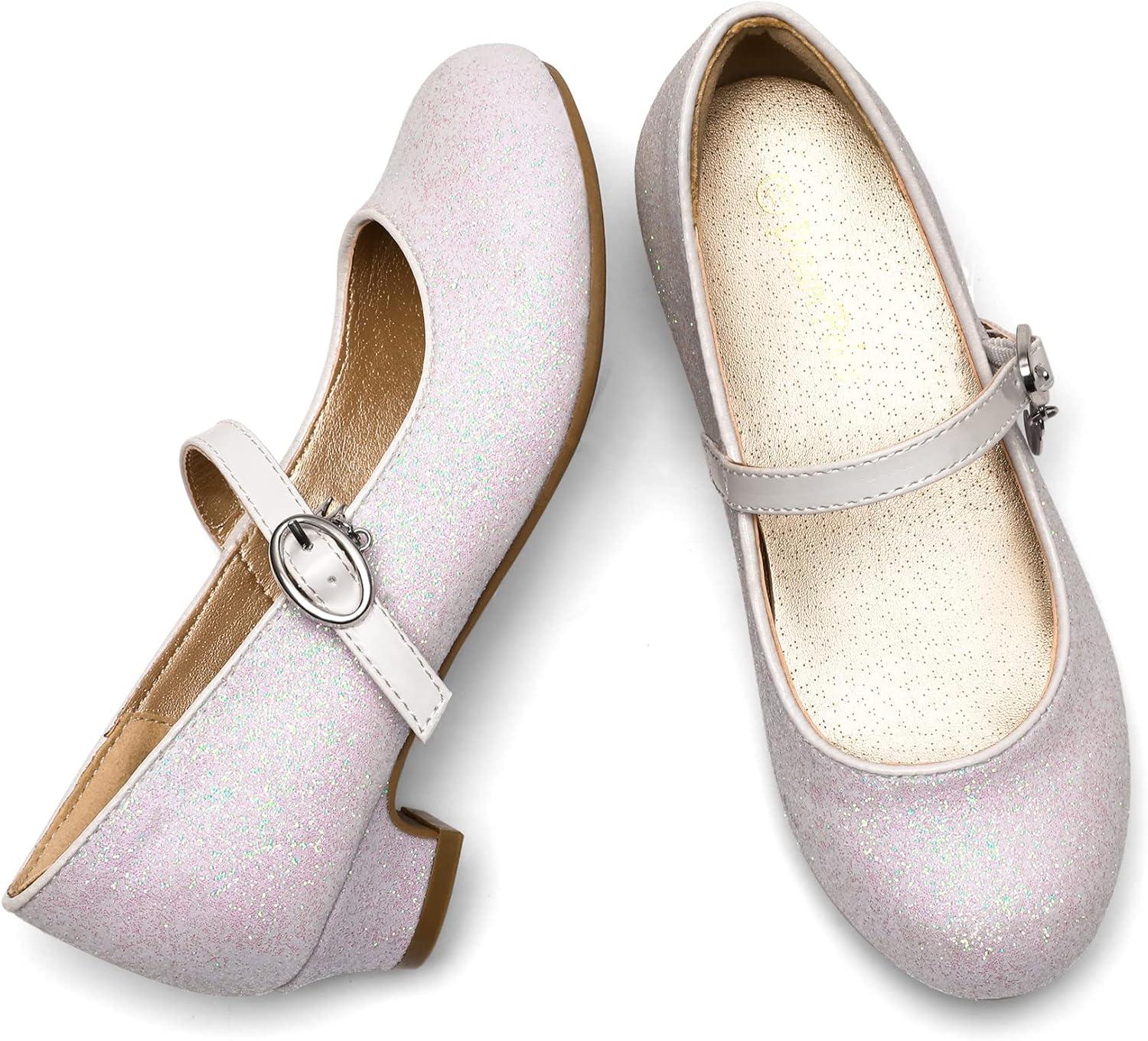 imageDREAM PAIRS Girls Mary Jane Low Heel Princess Flower Wedding Party Pump Dress ShoesWhite