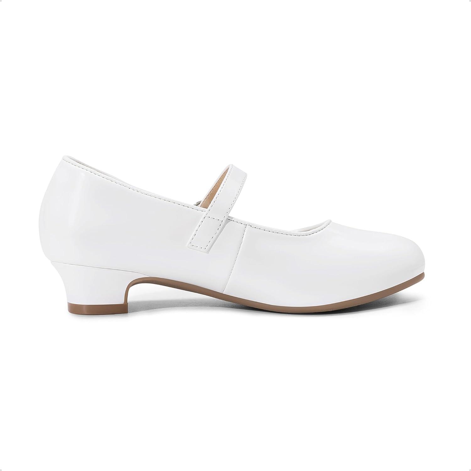 imageDREAM PAIRS Girls Mary Jane Low Heel Princess Flower Wedding Party Pump Dress ShoesWhitepat