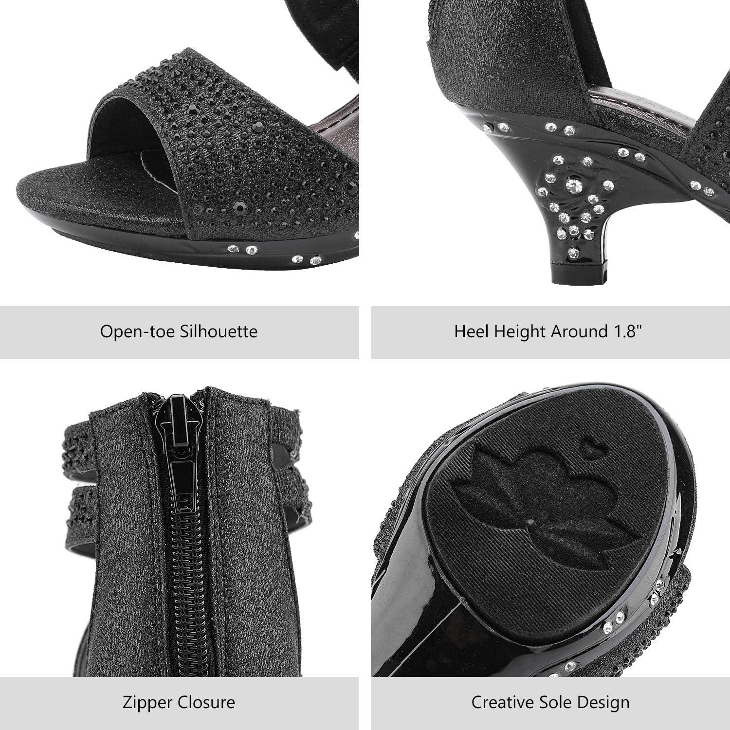 imageDREAM PAIRS Girls Sandals Low Heel Dress Pump SandalsBlack